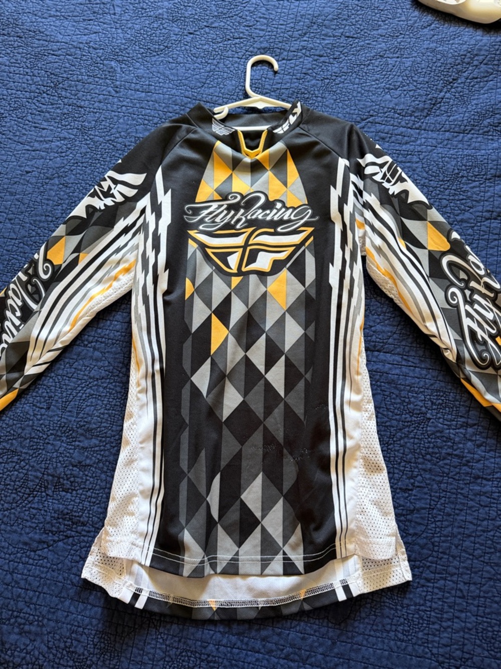 Fly Racing Black & Yellow Geometric Motocross Jersey